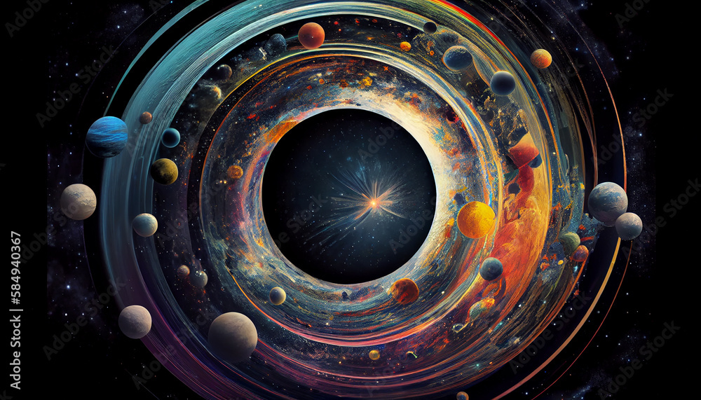 Spacecraft orbits planet in stunning outer space backdrop generated by AI Spacecraft orbits planet in stunning outer space backdrop generated by AI