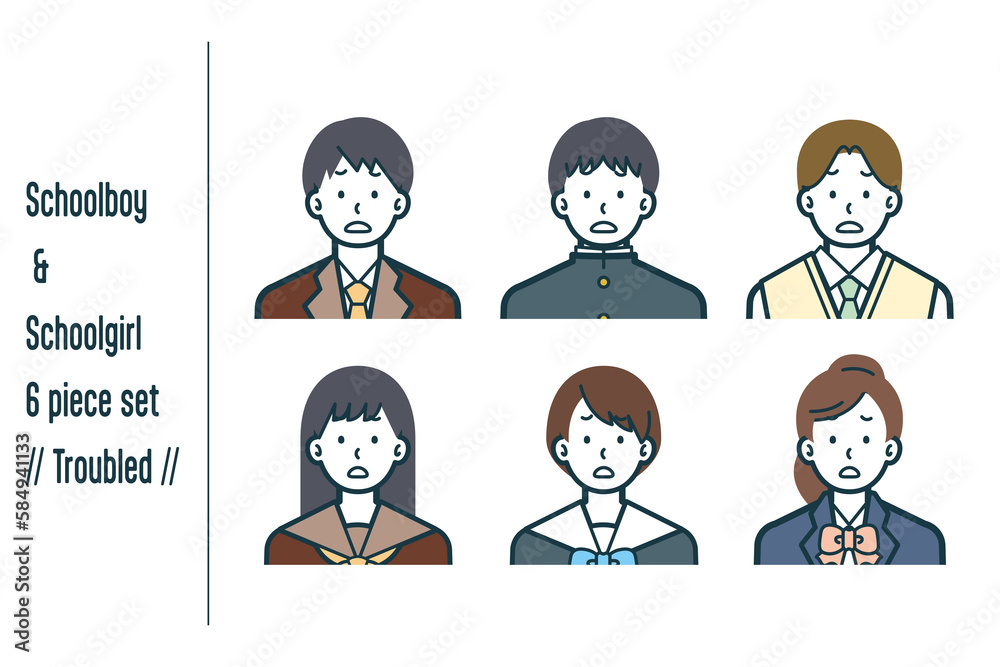 困っている男女の学生の6点セットno.1 困っている男女の学生の6点セットno.1