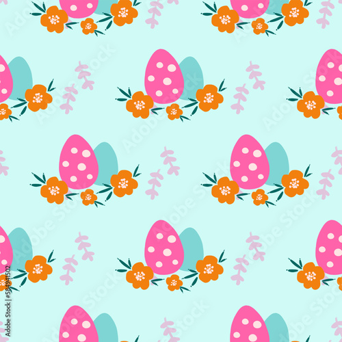 Easter seamless repeating pattern with dotted eggs. Background or texture for fabric, wallpaper, textile, apparel, wrapping, scrapbooking, tags, cover, cards, invitation