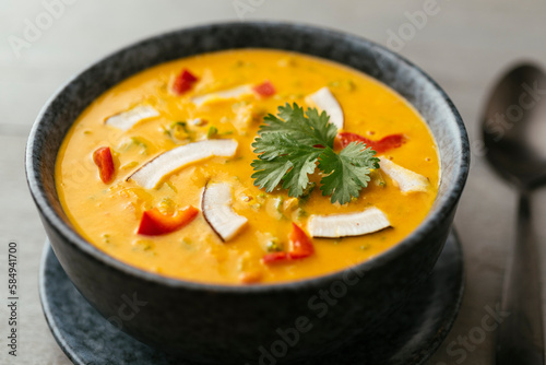 Thai Curried Hokkaido Soup with Kale photo