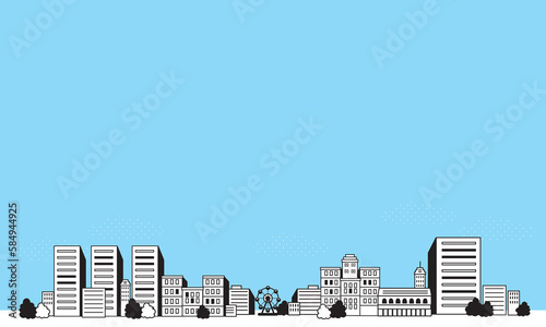 シンプルな街並みのイラスト
