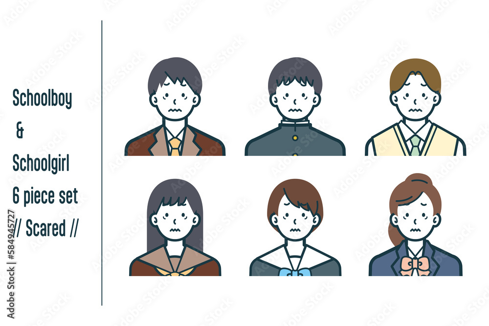 怖がっている男女の学生の6点セットno.1 怖がっている男女の学生の6点セットno.1