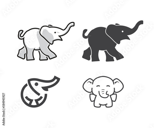 set of animals  Elephant logo  Elephant icon  cute Elephant concept design and monogram