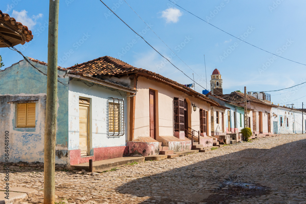 Street With Colorful Houses In Trinidad, Cuba. Street With Colorful Houses In Trinidad, Cuba.
