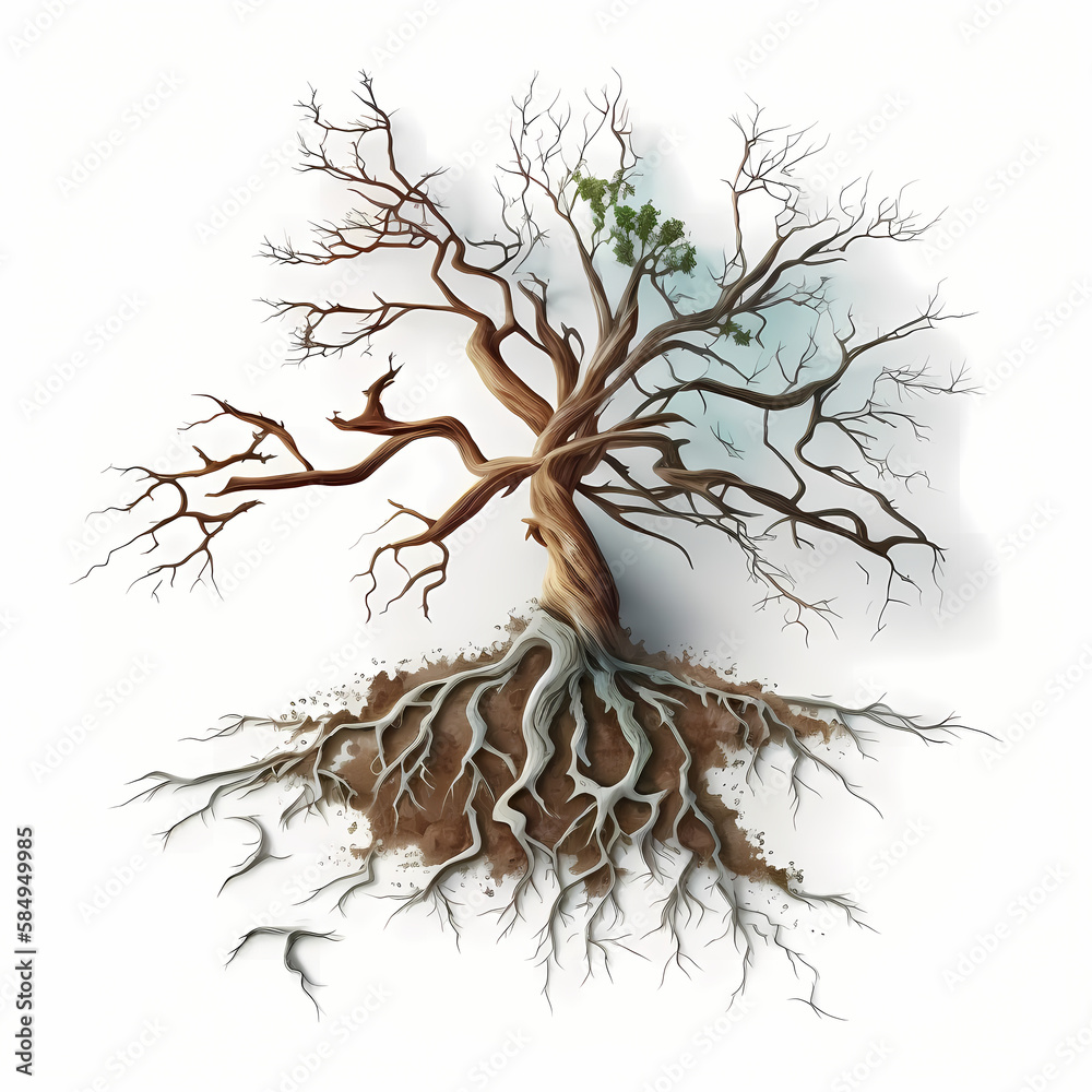 Obraz premium Death Tree with Root. Generative AI