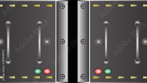 Steel Gate Open and Close. High quality transition video of opening and close two steel gates. Include chroma key and luma masks. Best animation of a transition to Your video.