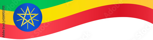 Ethiopia flag wave isolated on png or transparent background