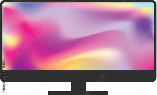 lcd tv monitor with colorful screen vector design. PC monitor simple design concept.