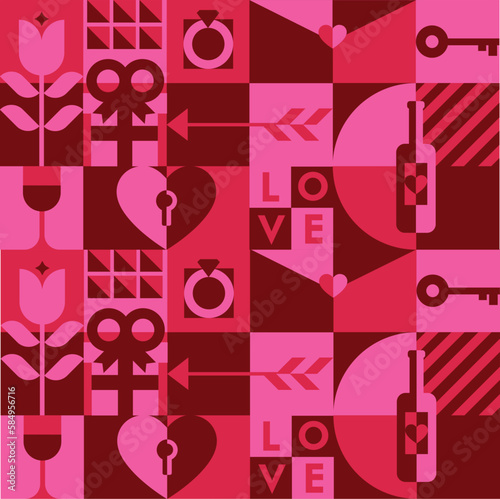 illustration vector graphic ov vaset of valentine elements with minimalist concept