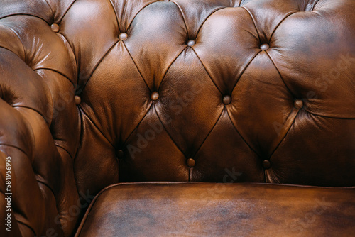 Brown leather sofa photo