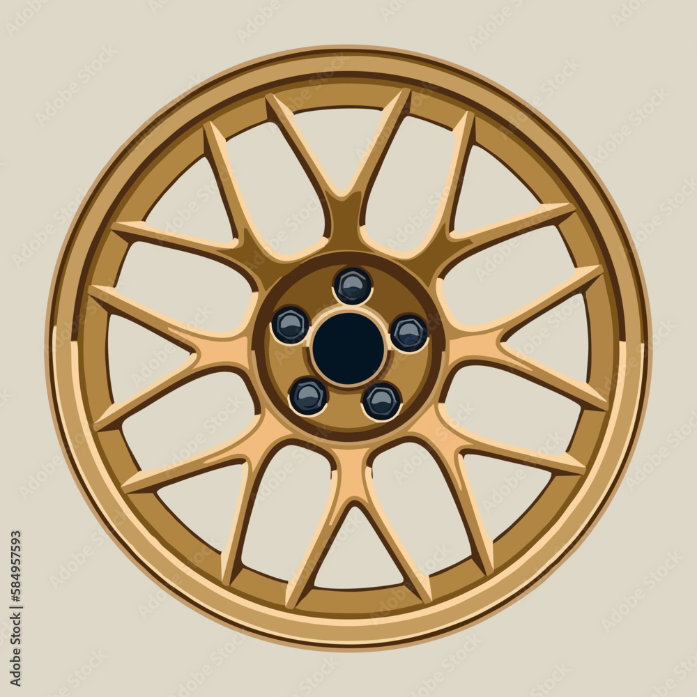 Car wheel and rims. Vector illustration, wheels gold silver black, Car Wheel 3D illustration, Car wheel, set. Realistic design. Vector illustration