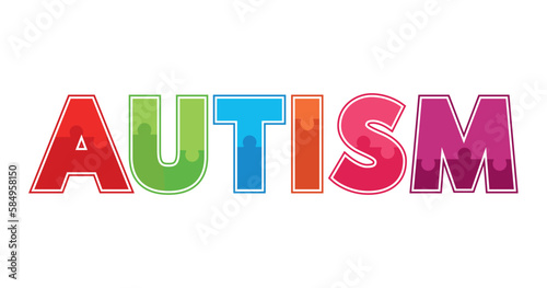 World autism awareness day puzzple text icon vector illustration for banner decoration element