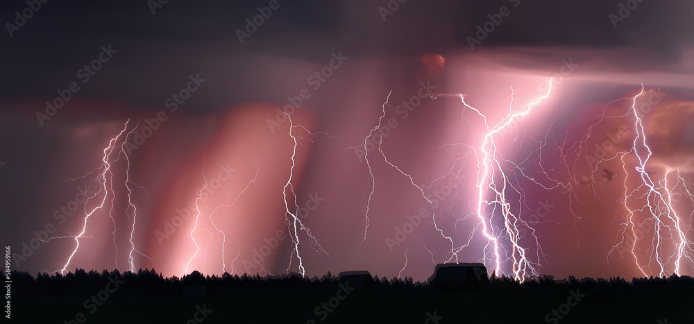 lightning storm in the sky abstract background weather, light background - obrazy, fototapety, plakaty 