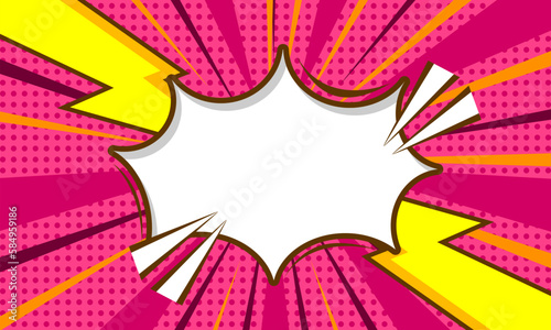 Comic abstract pink background with thunder