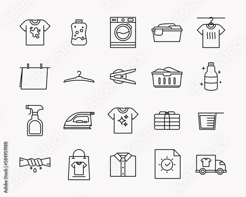 20 vector laundry icon in outline style. Perfect for element design brochure,UI App,etc.