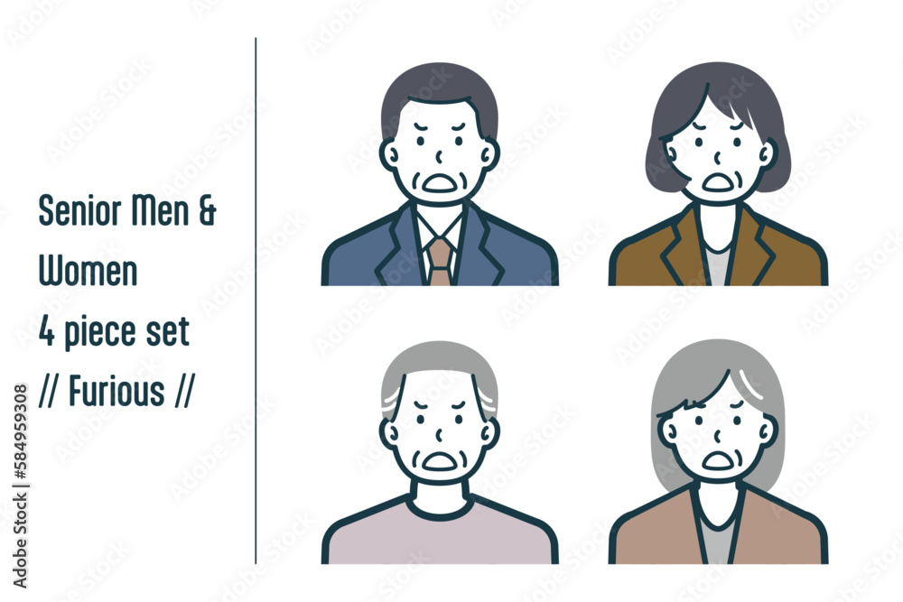 激怒しているシニア男女の4点セットno.1 激怒しているシニア男女の4点セットno.1