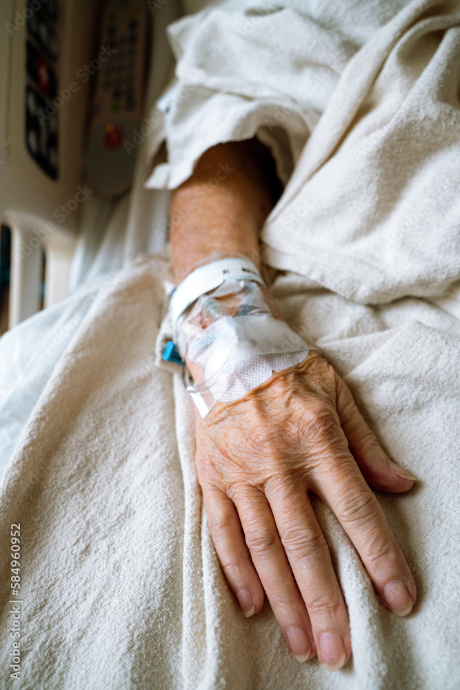 Senior Patient's Hand with IV Cannula Stock Photo | Adobe Stock