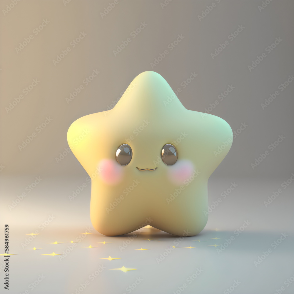 cute yellow smiley star 3d kawaii, made with generative ai cute yellow smiley star 3d kawaii, made with generative ai