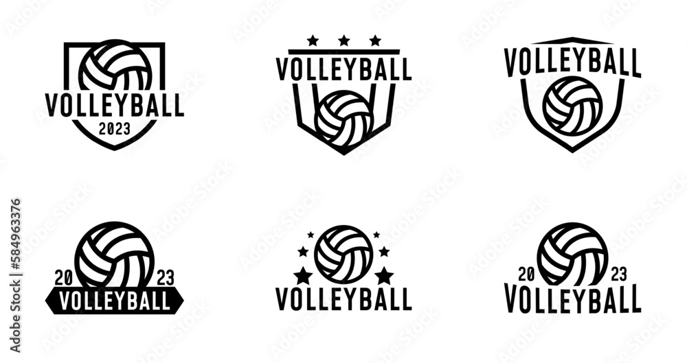 Fototapeta premium Set of volleyball sport logo for template design