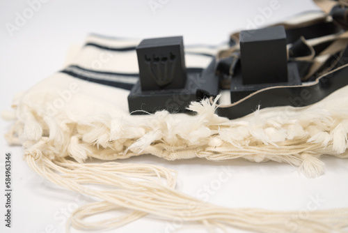Jewish ritual objects, prayer vestments, Tefillin with a hebrew inscription