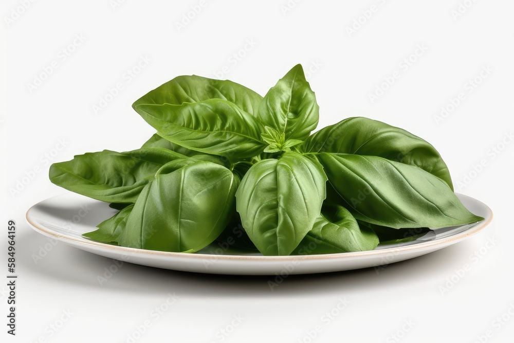 fresh basil leaves on a plate fresh basil leaves on a plate