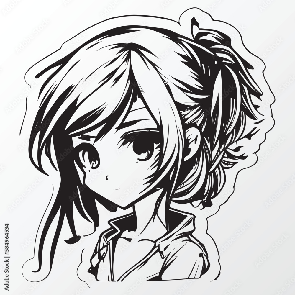 A sketch of a anime girl character A sketch of a anime girl character