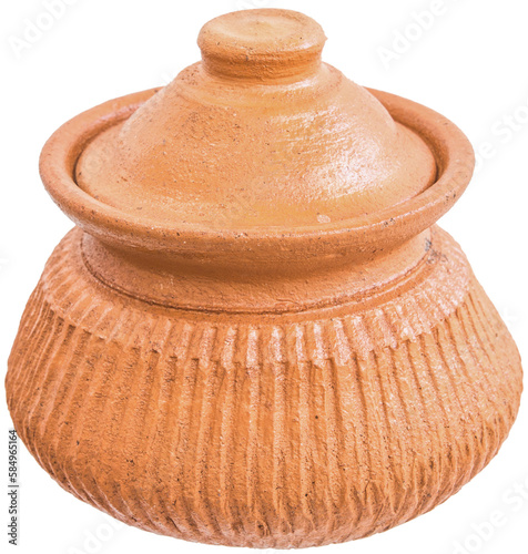 Handmade clay pot with lid, one of product from nature clay,