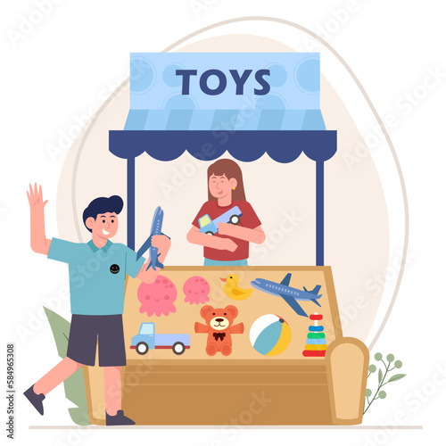 Toys Seller Illustration