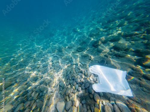 plastic bag in the sea photo