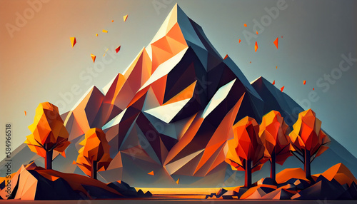 Mountain forest landscape in autumn multi colored backdrop generated by AI