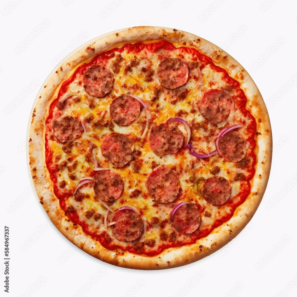 pizza isolated on white background, pizza with pepperoni isolated on white color background