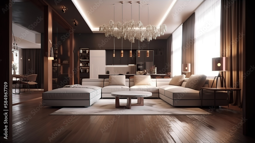 The stylish interior of the living room with luxury furniture, 3d render, a Modern home, a concept floor plan, and generative AI tools. The stylish interior of the living room with luxury furniture, 3d render, a Modern home, a concept floor plan, and generative AI tools.