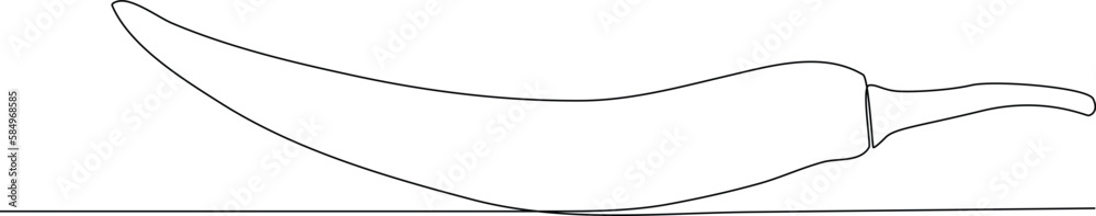 Single one-line drawing large chili in the kitchen. Herbs and spices concept. Continuous line drawing design graphic vector illustration.
