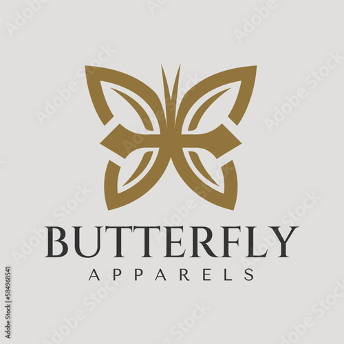 Minimalist abstract butterfly letter E EE logo design template