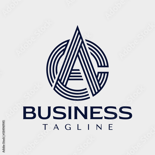 Minimalist letter CA AC logo design template
