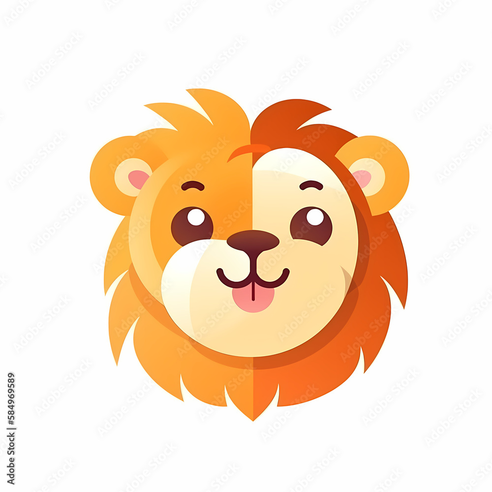 Cute Lion Logo, Generative AI Cute Lion Logo, Generative AI