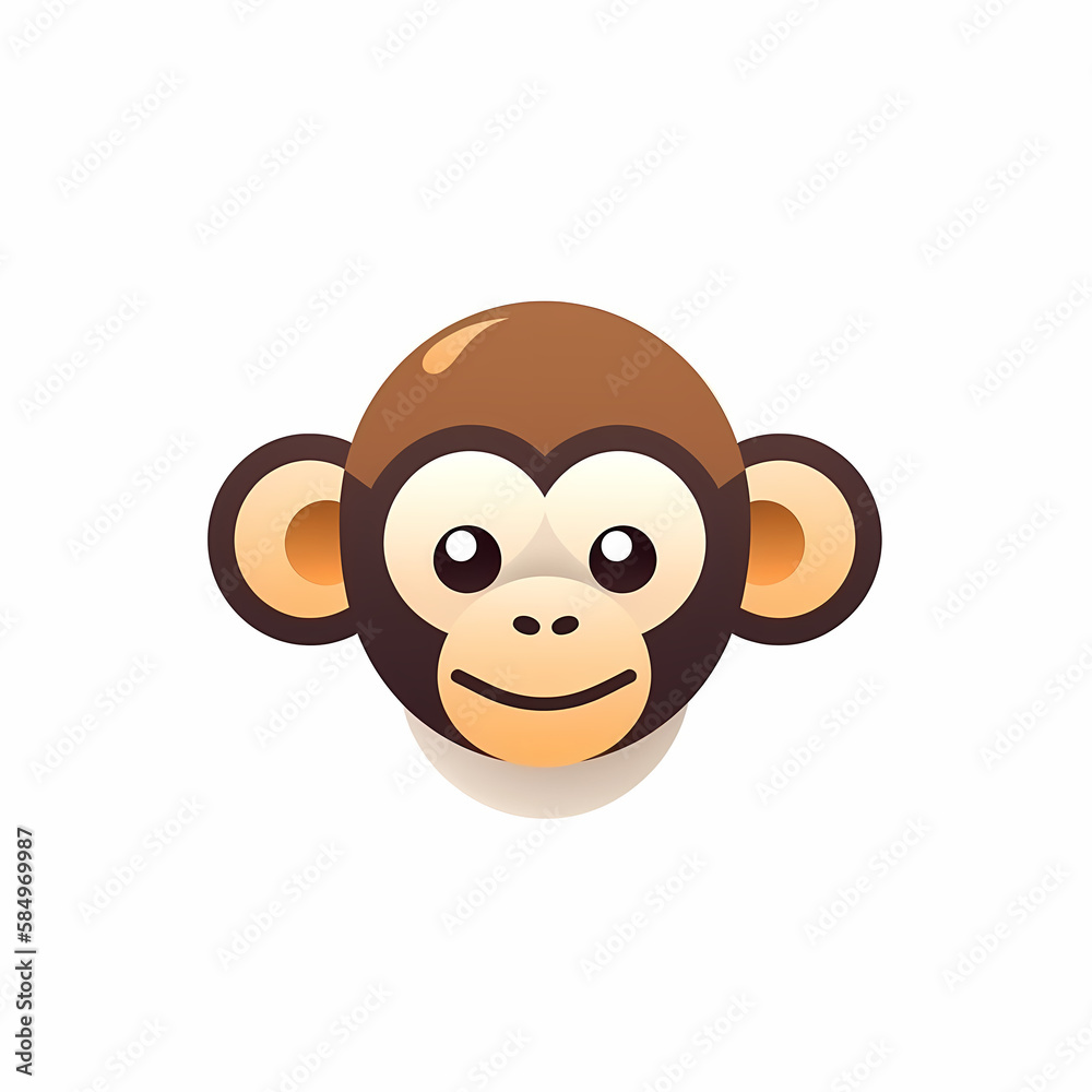 Cute Monkey Head Logo App/Aplication. Generative AI Cute Monkey Head Logo App/Aplication. Generative AI