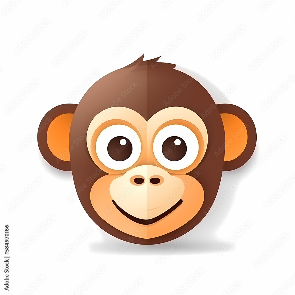 Cute Monkey Head Logo App/Aplication. Generative AI Cute Monkey Head Logo App/Aplication. Generative AI