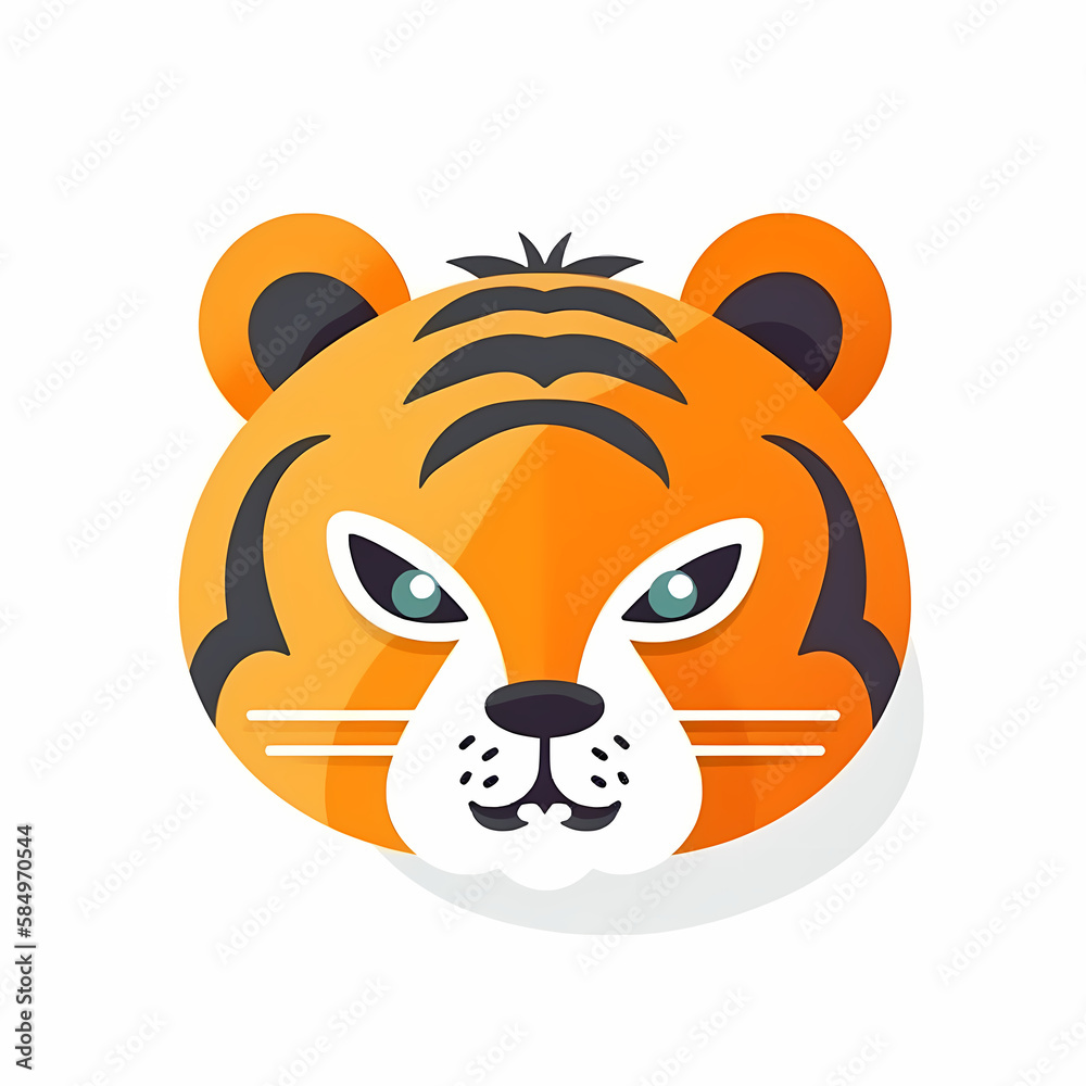 Cute Tiger Head Logo Aplication/App Isolated White. Generative AI Cute Tiger Head Logo Aplication/App Isolated White. Generative AI