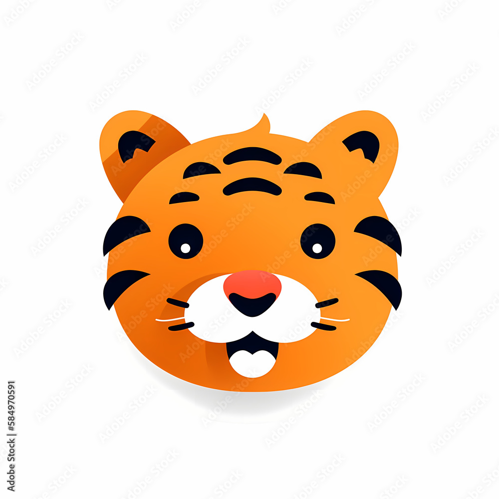 Cute Tiger Head Logo Aplication/App Isolated White. Generative AI Cute Tiger Head Logo Aplication/App Isolated White. Generative AI