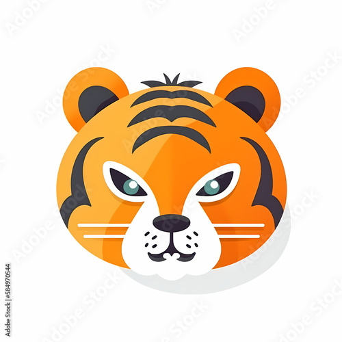 Cute Tiger Head Logo Aplication App Isolated White. Generative AI