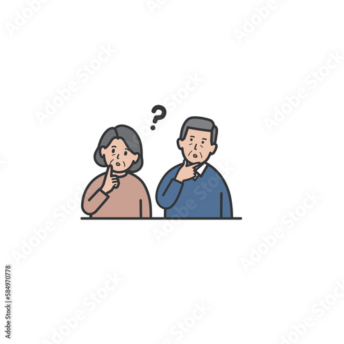 疑問に思う年配夫婦のイラスト
