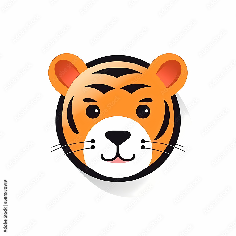 Cute Tiger Head Logo Aplication/App Isolated White. Generative AI Cute Tiger Head Logo Aplication/App Isolated White. Generative AI