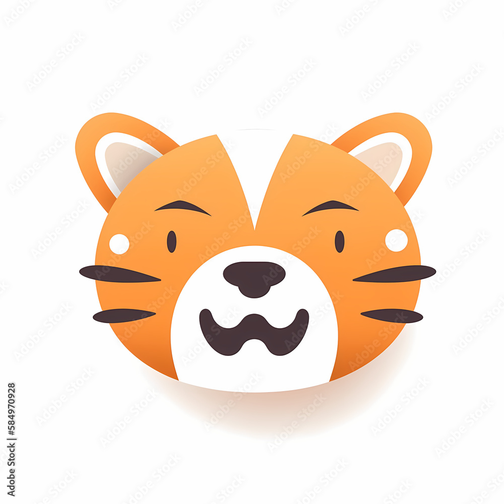 Cute Tiger Head Logo Aplication/App Isolated White. Generative AI Cute Tiger Head Logo Aplication/App Isolated White. Generative AI