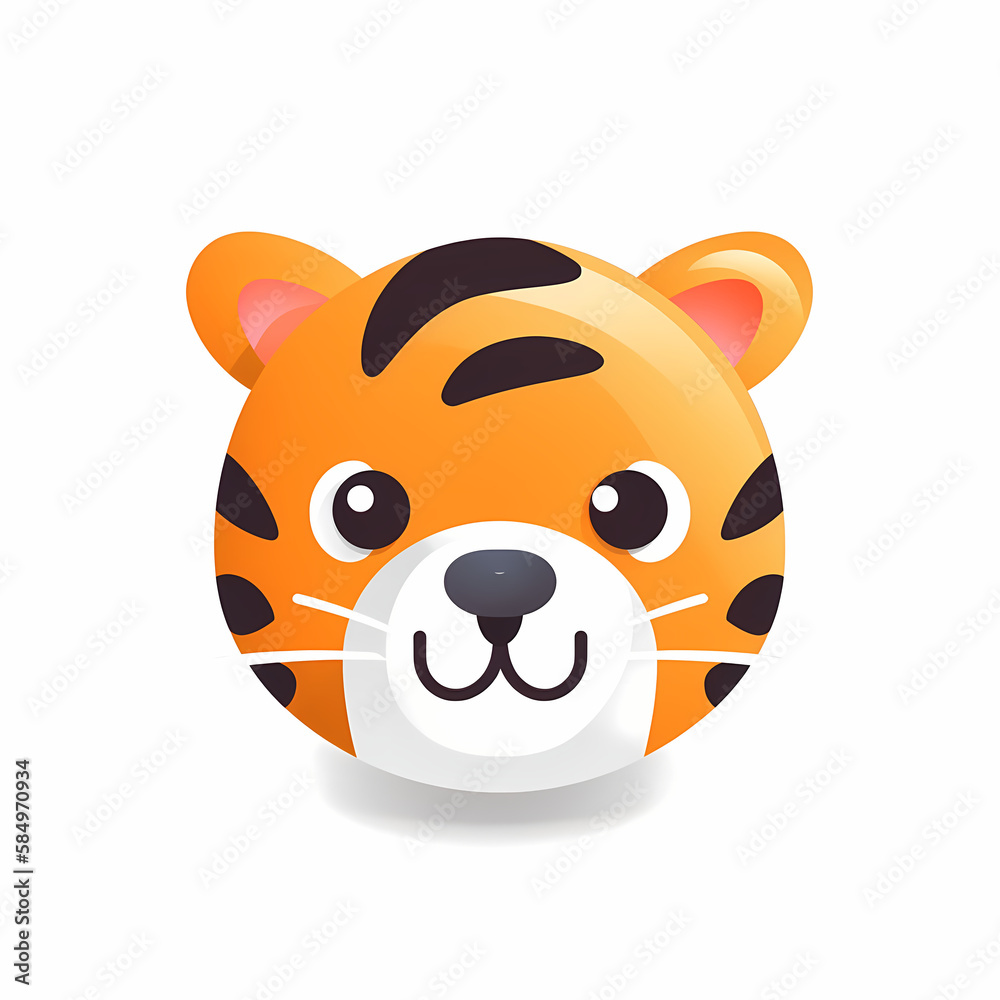 Cute Tiger Head Logo Aplication/App Isolated White. Generative AI Cute Tiger Head Logo Aplication/App Isolated White. Generative AI