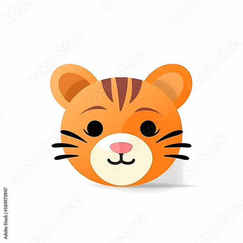 Cute Tiger Head Logo Aplication App Isolated White. Generative AI