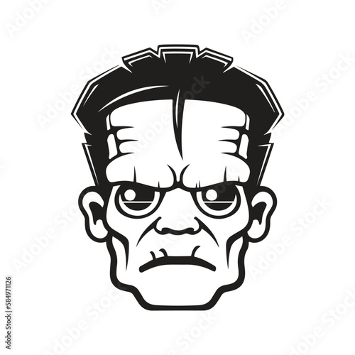 Frankenstein mascot logo ,hand drawn illustration. Suitable For Logo, Wallpaper, Banner, Background, Card, Book Illustration, T-Shirt Design, Sticker, Cover, etc