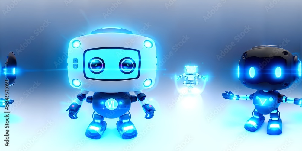 Photo of a group of futuristic robots standing in a line