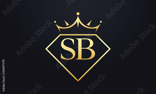 Diamond crown vector. Luxury queen logo for jewelry vector with letters 