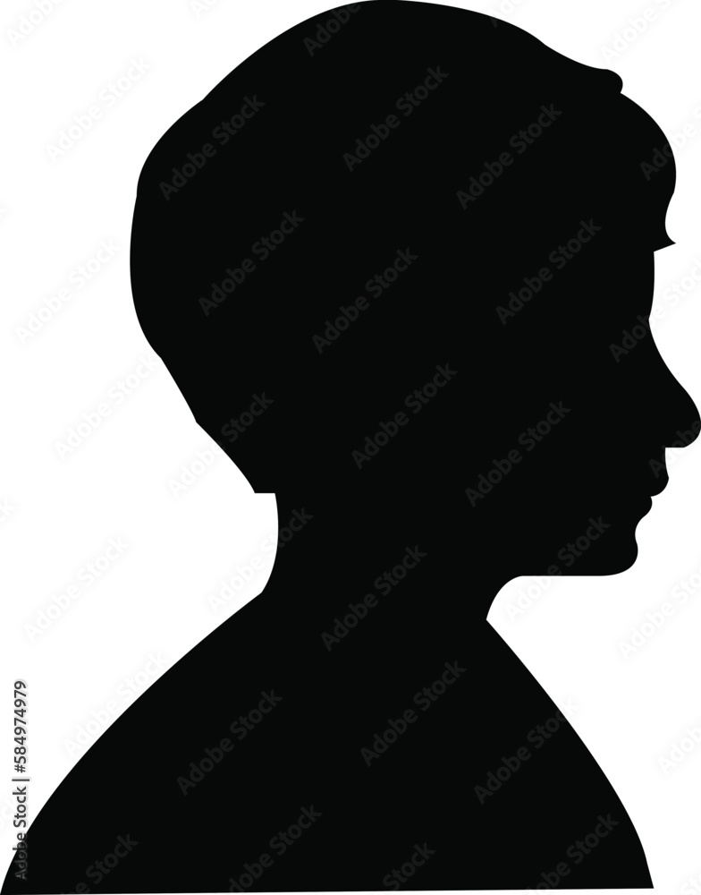  a cute boy head silhouette vector
